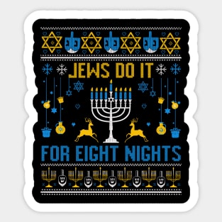 Hanukkah Gift Menorah Funny Ugly Christmas Sweater Sticker